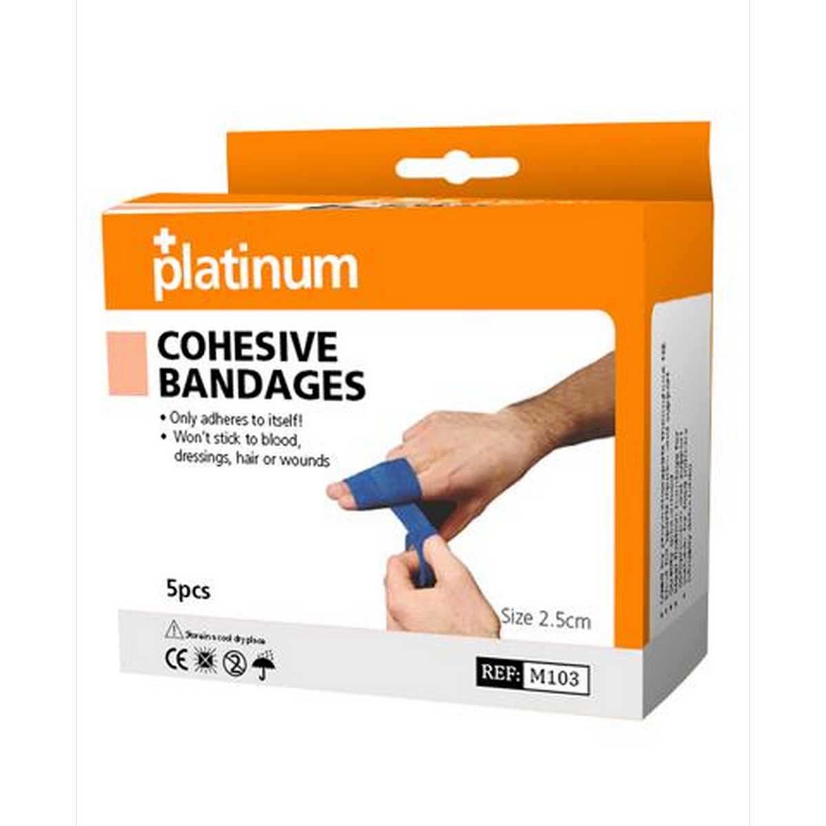 Platinum Cohesive Bandage Blue - 2.5cm (5 pcs)