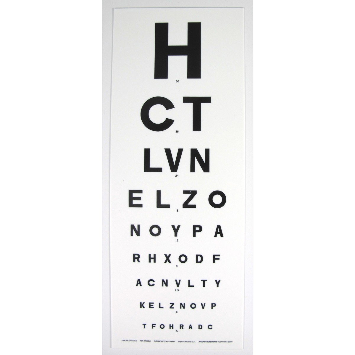 Snellen 6 Meter Eye Chart Plastic 430mm x 200mm