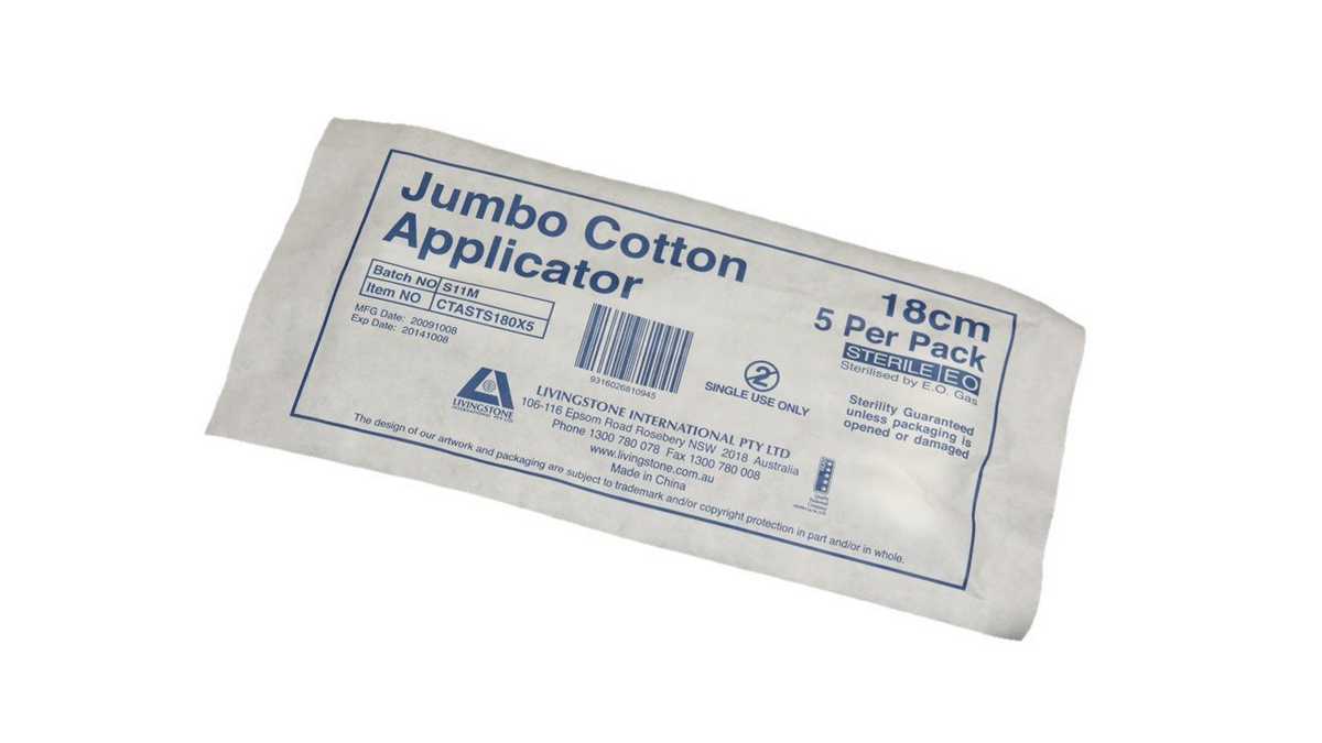 Jumbo Cotton Buds Single Ended Non Sterile 18cm (Pack 20)
