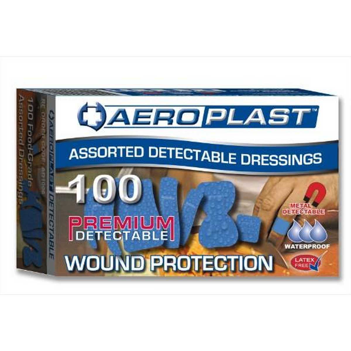 Aeroplast Detectable Assorted Shaped Plasters (Box 100)