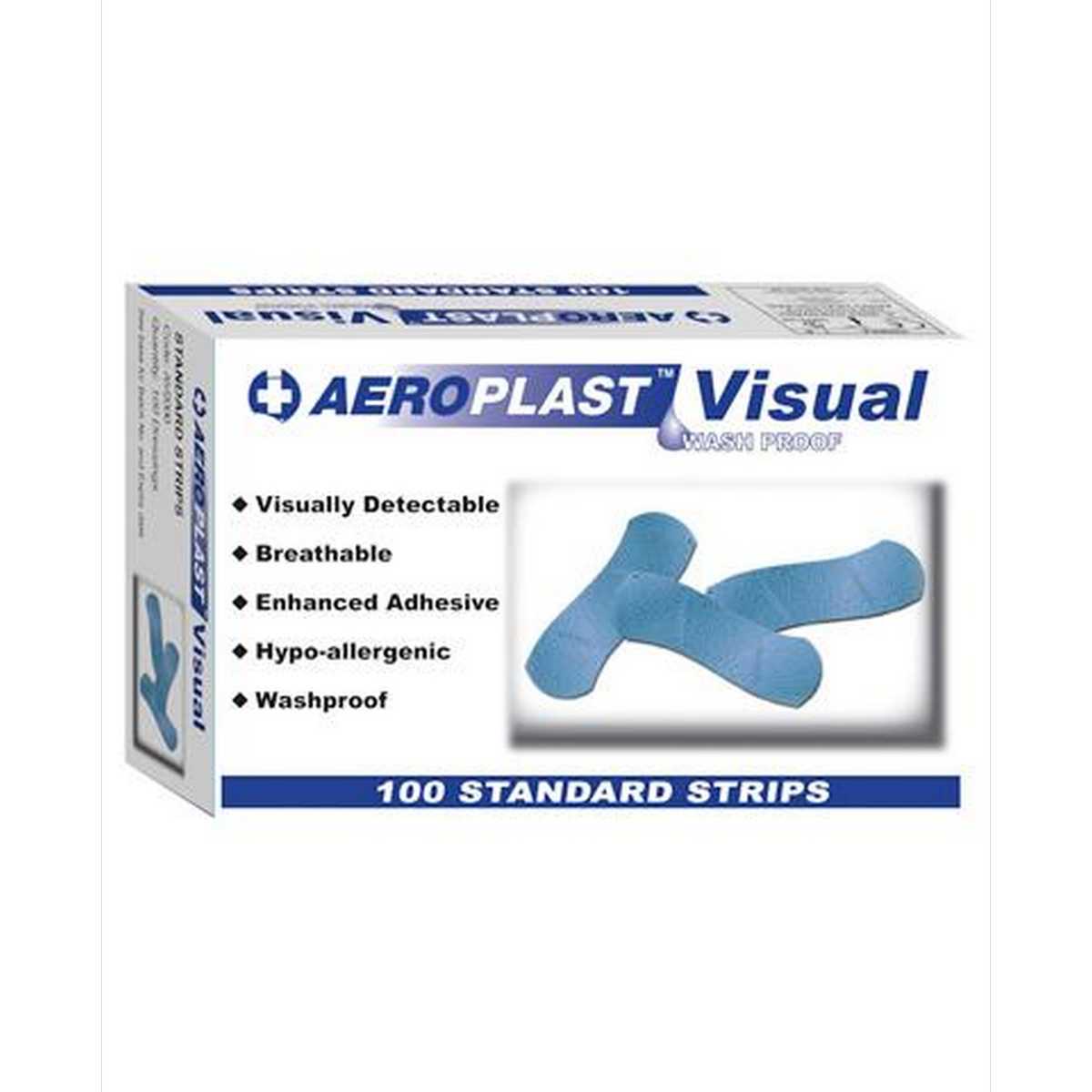 Aeroplast Washproof Blue Visual Plasters (Box 100)
