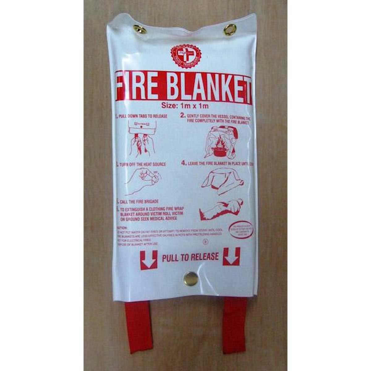 Fire Blanket in PVC Wall Mount Pull Bag 1m x 1m [GRANDFATHERED]