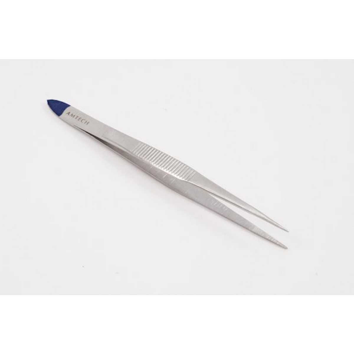 Plain Forceps Sharp End Single Use Blue Ends 13cm Sterile