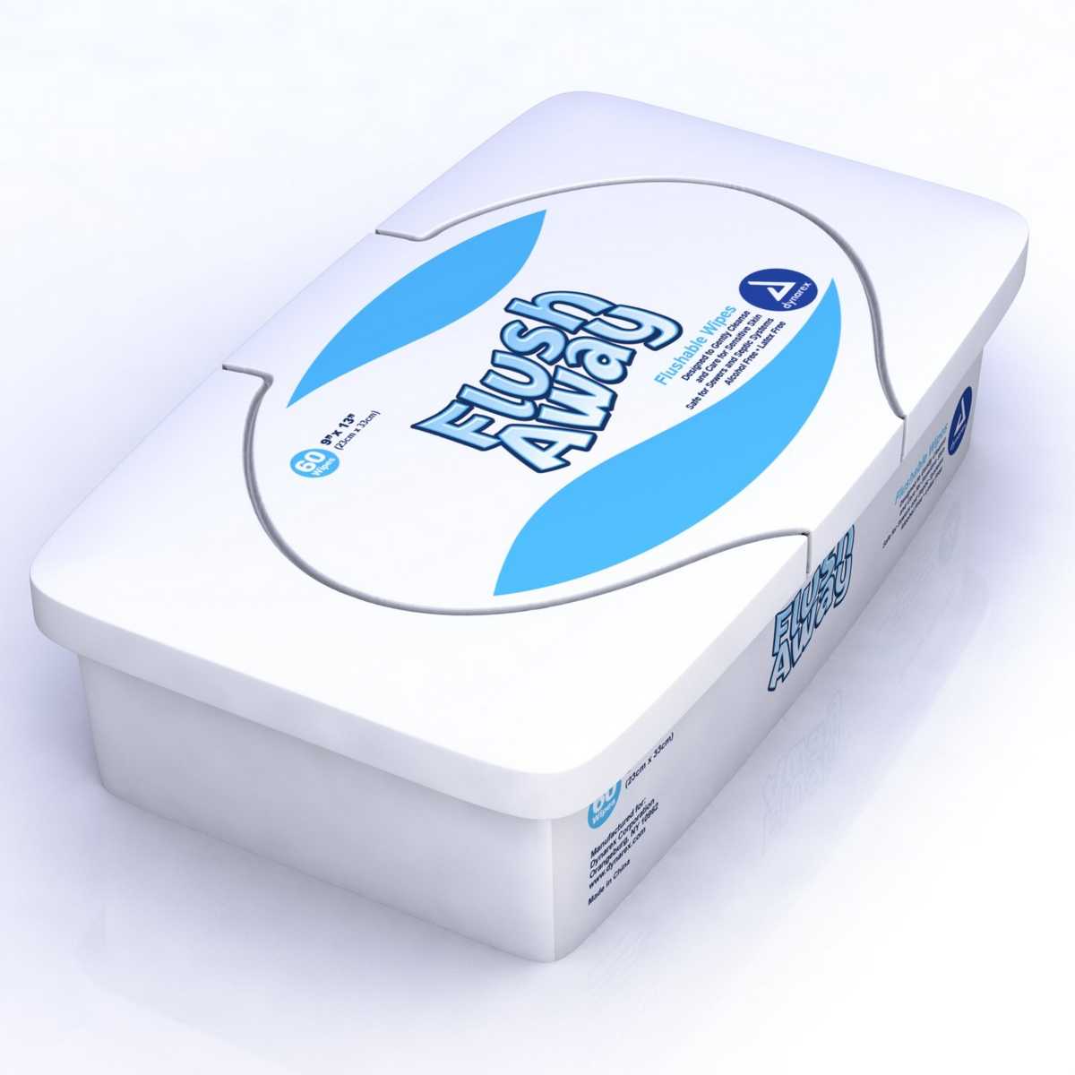 Dynarex Flushable Wipes Alcohol Free Latex Free 23cm x 33cm (Pack 60)