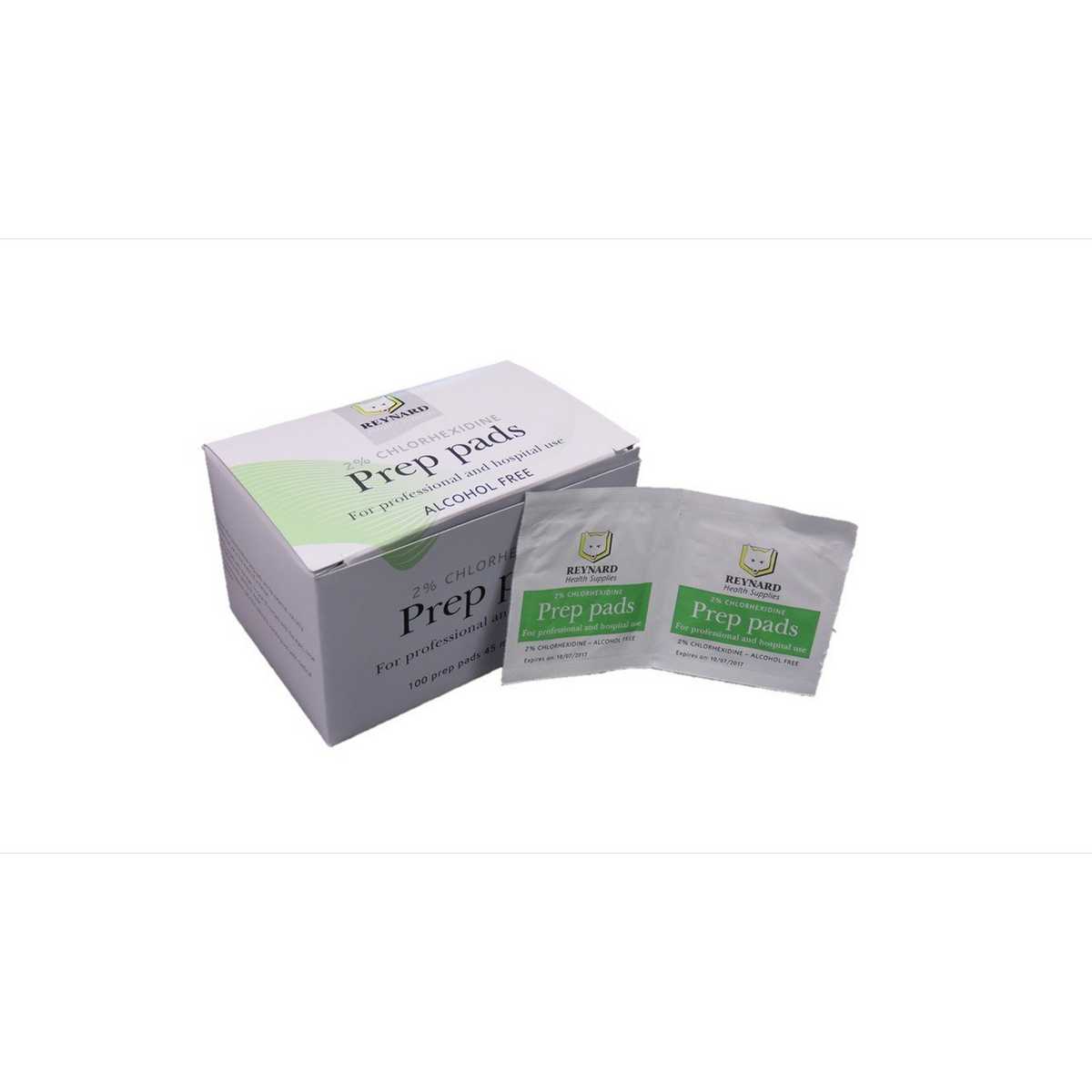 Reynard Chlorhexidine Alcohol FreePrep Pads with 2% Chlorhexidine  (Box 100)