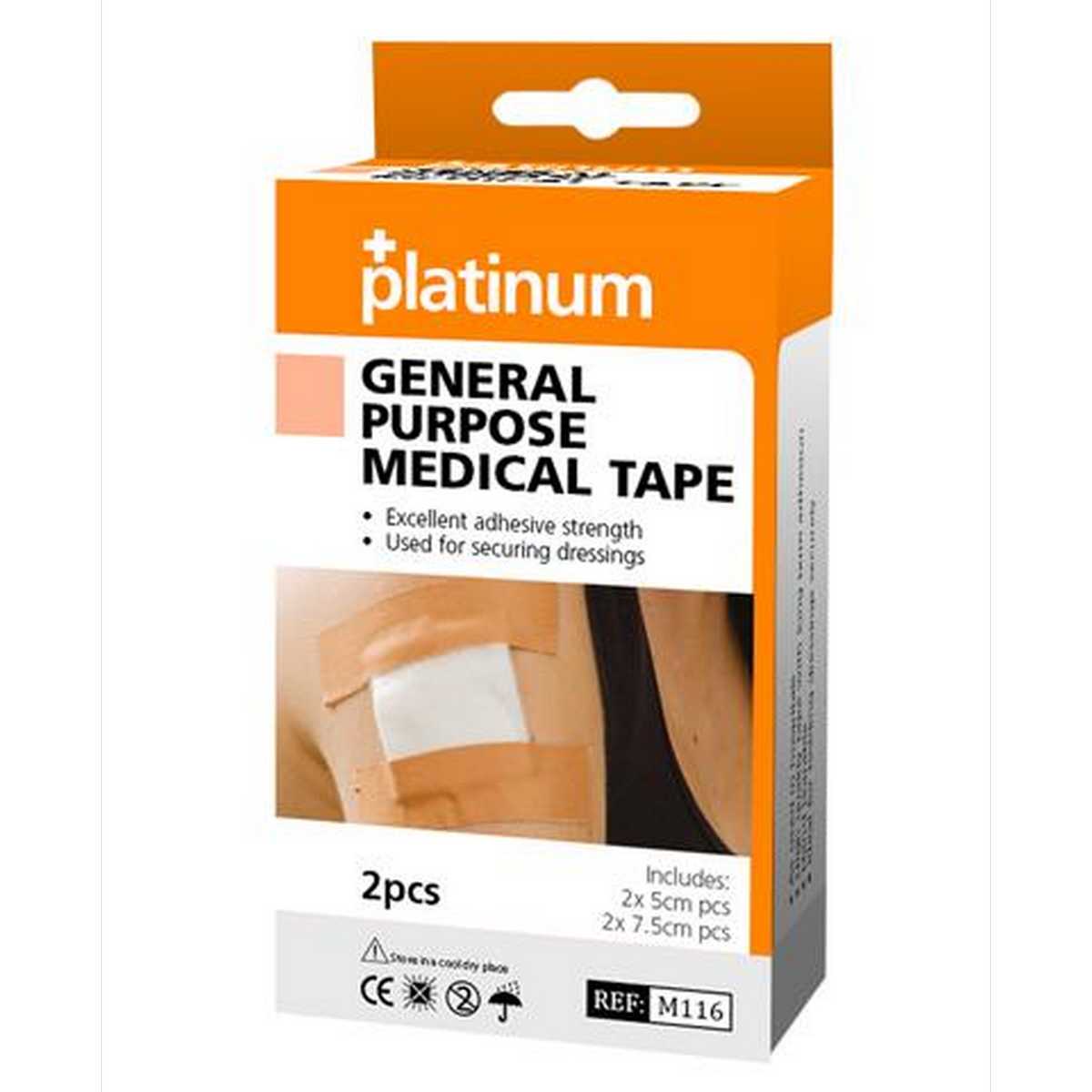 Platinum General Purpose Medical Tape 2x 5cm  (2 Pack)